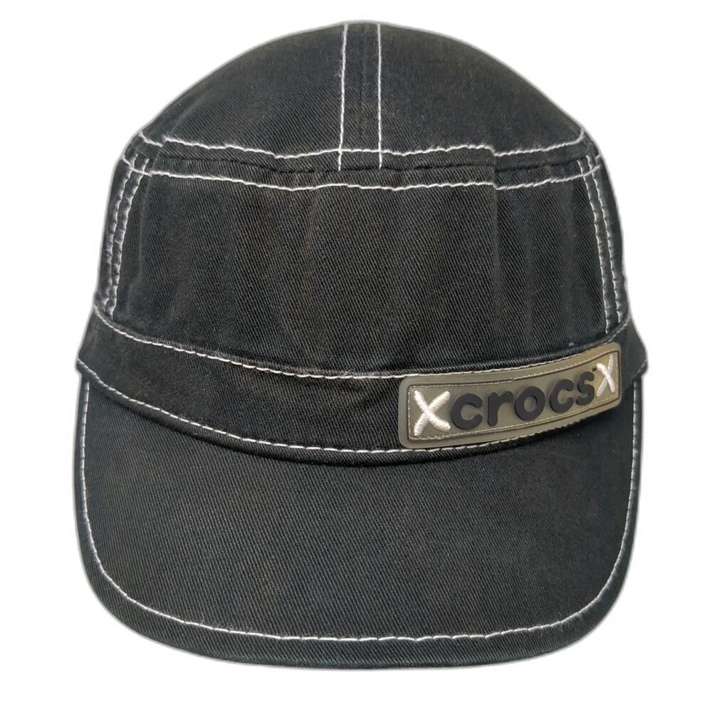 Crocs Army Cap Black One Size Cotton Contrast Stitch Strapback Adjustable Hat